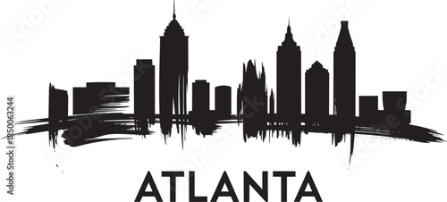 Atlanta georgia cityscape skyline black silhouette with grunge brush stroke isolated vector