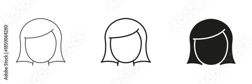 Female Avatar Profile Line And Solid Icon Set. User Identification, Social Media Profile, And Online Presence Outline And Silhouette Symbol Collection. Isolated Vector Illustration