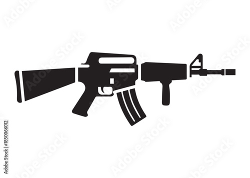 Assault rifle icon, Assault rifle Black silhouette vector