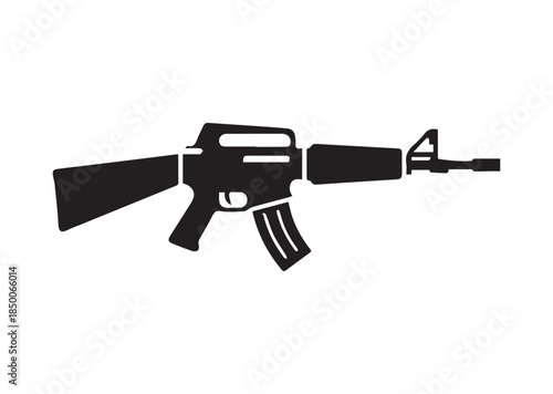 Assault rifle icon, Assault rifle Black silhouette vector