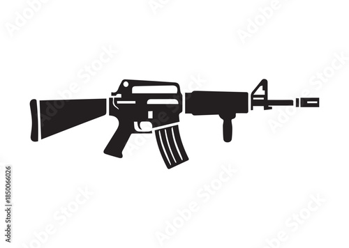 Assault rifle icon, Assault rifle Black silhouette vector