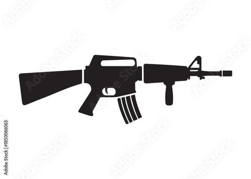 Assault rifle icon, Assault rifle Black silhouette vector