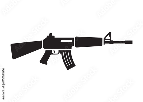 Assault rifle icon, Assault rifle Black silhouette vector