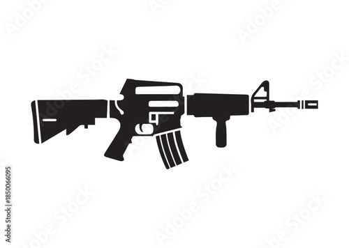Assault rifle icon, Assault rifle Black silhouette vector