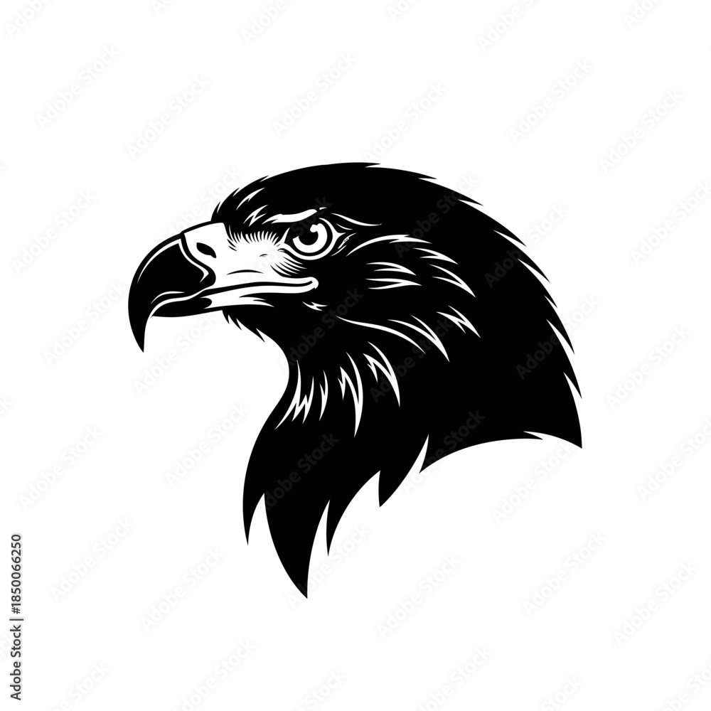 Obraz premium Black and White Eagle Head Illustration.
