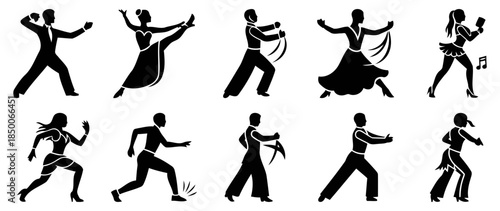 Dance Styles Solid Filled Icons Waltz Tango Foxtrot Salsa Rumba