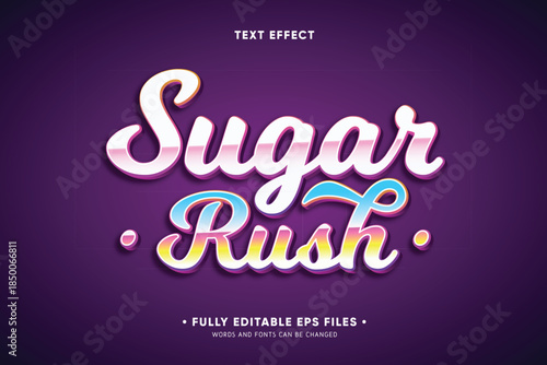 Colorful sugar rush typography on dark purple background