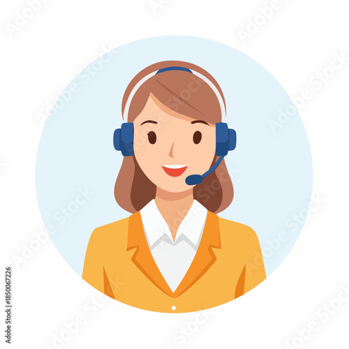 Friendly customer service representative wearing headset