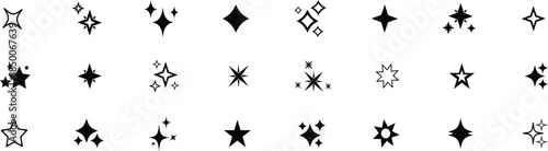 Star icons. Twinkling stars. Sparkles, shining burst. Christmas vector symbols isolated. Retro futuristic sparkle icons collection. collection of star icons in vector, shining icons, shiny, sparkling.