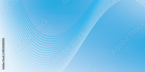 Abstract blue gradient background with shining lines waves. Minimalist background for banners, posters, covers, brochures, flyers, websites. Vector texture Eps