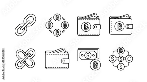 bitcoin cryptocurrency blockchain technology finance digital money wallet transaction network chain link nodes digital coin payment concept money transfer