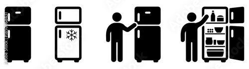 single chamber fridge line icon set