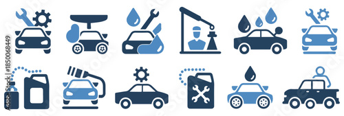 car repair service icon set