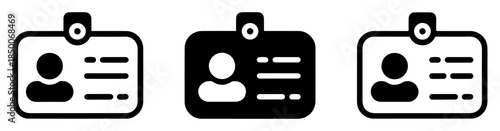 id card badge icon set