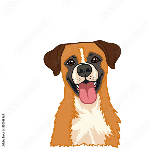 Cute Boxer Dog Head Illustration with Tongue Out on Transparent Background