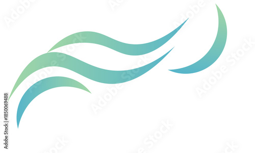 This image features flowing, stylized blue waves against a white background.