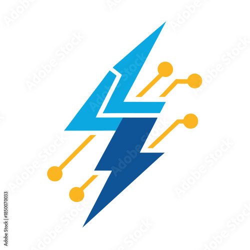 Electricity meets technology in a modern lightning bolt logo