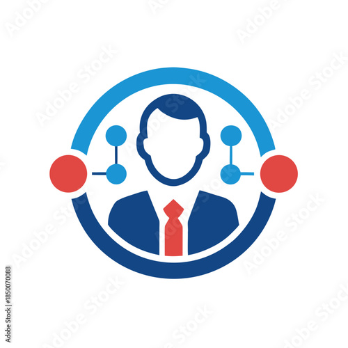 A business professional icon with network connections