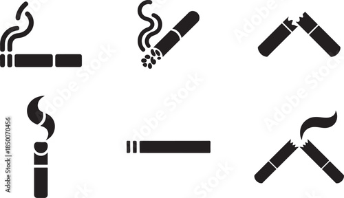 Smoking items silhouettes Vector