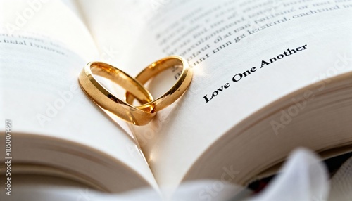 Wedding Rings on Open Book Heart