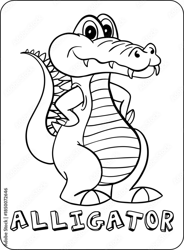 Naklejka premium Alligator ABC Animal Colouring Page