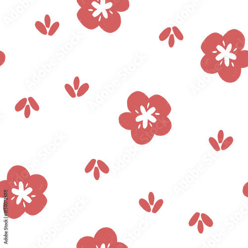 Hand painted red floral pattern symbolizing celebration and good luck