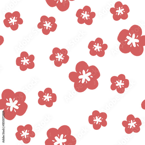 Hand painted red floral pattern symbolizing celebration and good luck