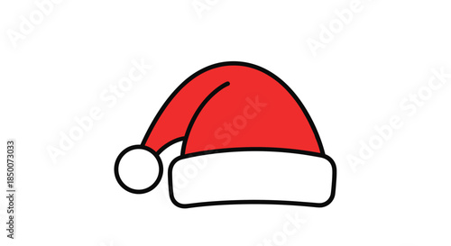 Red and white Santa Claus hat as iconic symbol of Christmas holiday season and festive winter celebrations for children and adults alike.