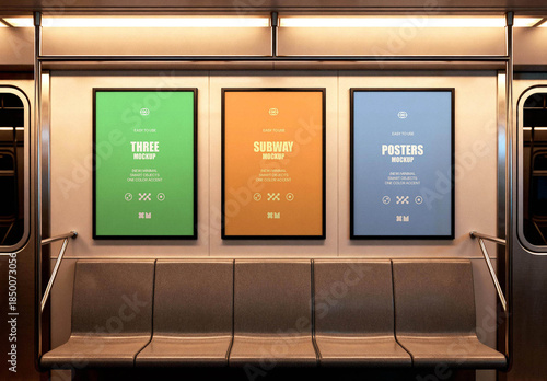 Three Subway Posters Mockup