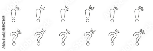 Question And Exclamation Marks Line Icon Set. Inquiry And Emphasis Communication Symbols Collection. Punctuation Marks For Questions And Statements. Editable Stroke. Isolated Vector Illustration