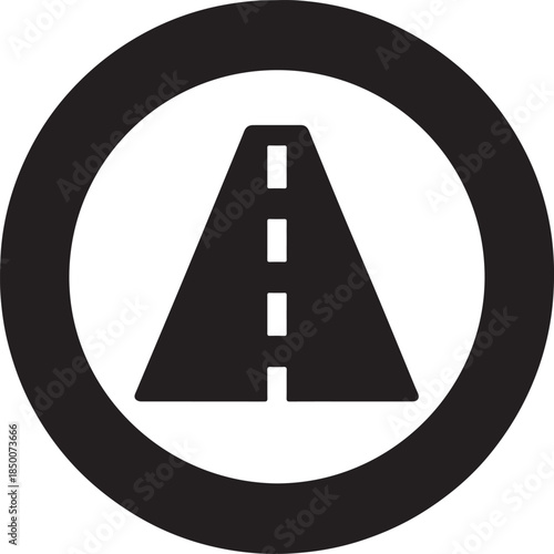 Filled airport perimeter ring with runway gaps, symbolic airport boundary icon, vector design.