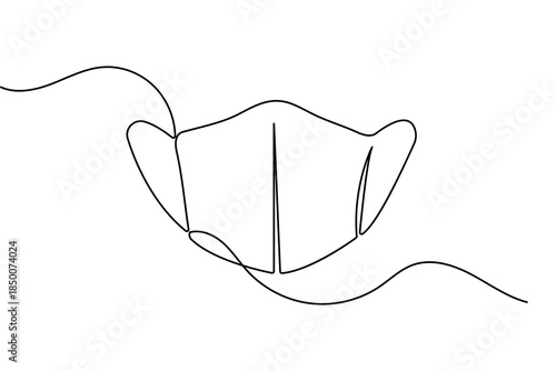 Safety face mask continuous one line drawing minimalist style vector outline for medical design