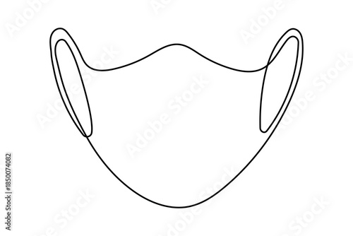 Safety face mask continuous one line drawing minimalist style vector outline for medical design