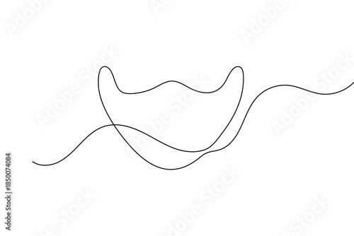 Safety face mask continuous one line drawing minimalist style vector outline for medical design