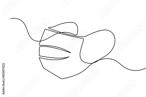Safety face mask continuous one line drawing minimalist style vector outline for medical design