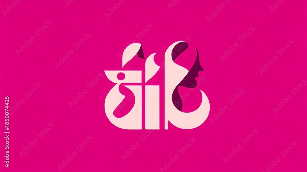 Fototapeta premium Bangla typography logo design for International Womenâ€™s Day celebration on March 8. 