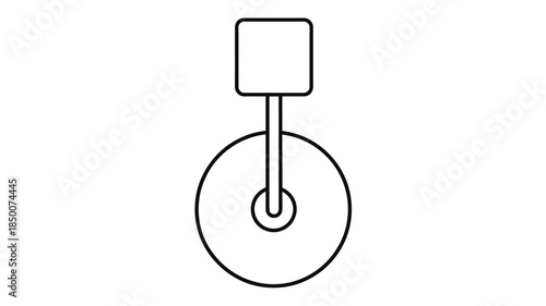 Simple black and white line drawing of a unicycle with a single wheel