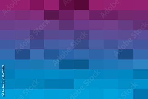 Pixelated vibrant color gradient background pattern showcasing a seamless digital mosaic transition from rich magenta to electric blue and cyan design