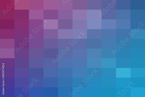 Abstract pixel mosaic background with a gradient transition from vibrant magenta and purple to soothing blue and cyan hues