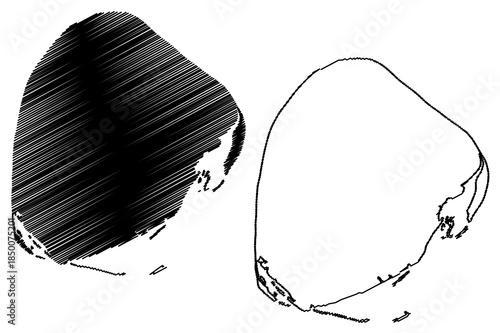 Kolguyev island (Russia, Russian Federation, Nenets Autonomous Okrug) map vector illustration, scribble sketch Kolguyev map