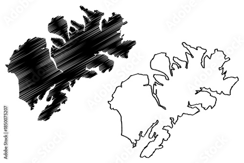 Kodiak island (United States of America, North America, Alaska, US, USA) map vector illustration, scribble sketch Kodiak map