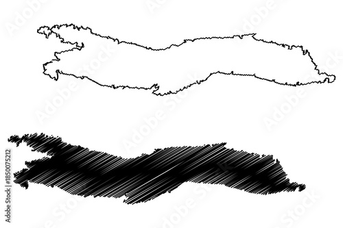 Korcula island (Republic of Croatia, Adriatic Sea) map vector illustration, scribble sketch Korčula map