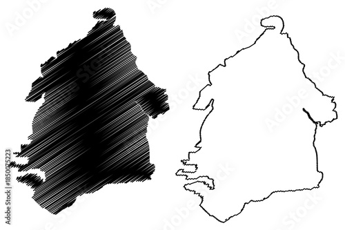 Komsomolets island (Russia, Russian Federation, Severnaya Zemlya archipelago) map vector illustration, scribble sketch Komsomolets map