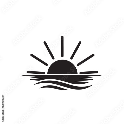 "Sunrise over the sea icon"