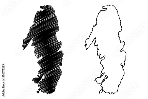 Krakeroy island (Kingdom of Norway) map vector illustration, scribble sketch Krakeroy map