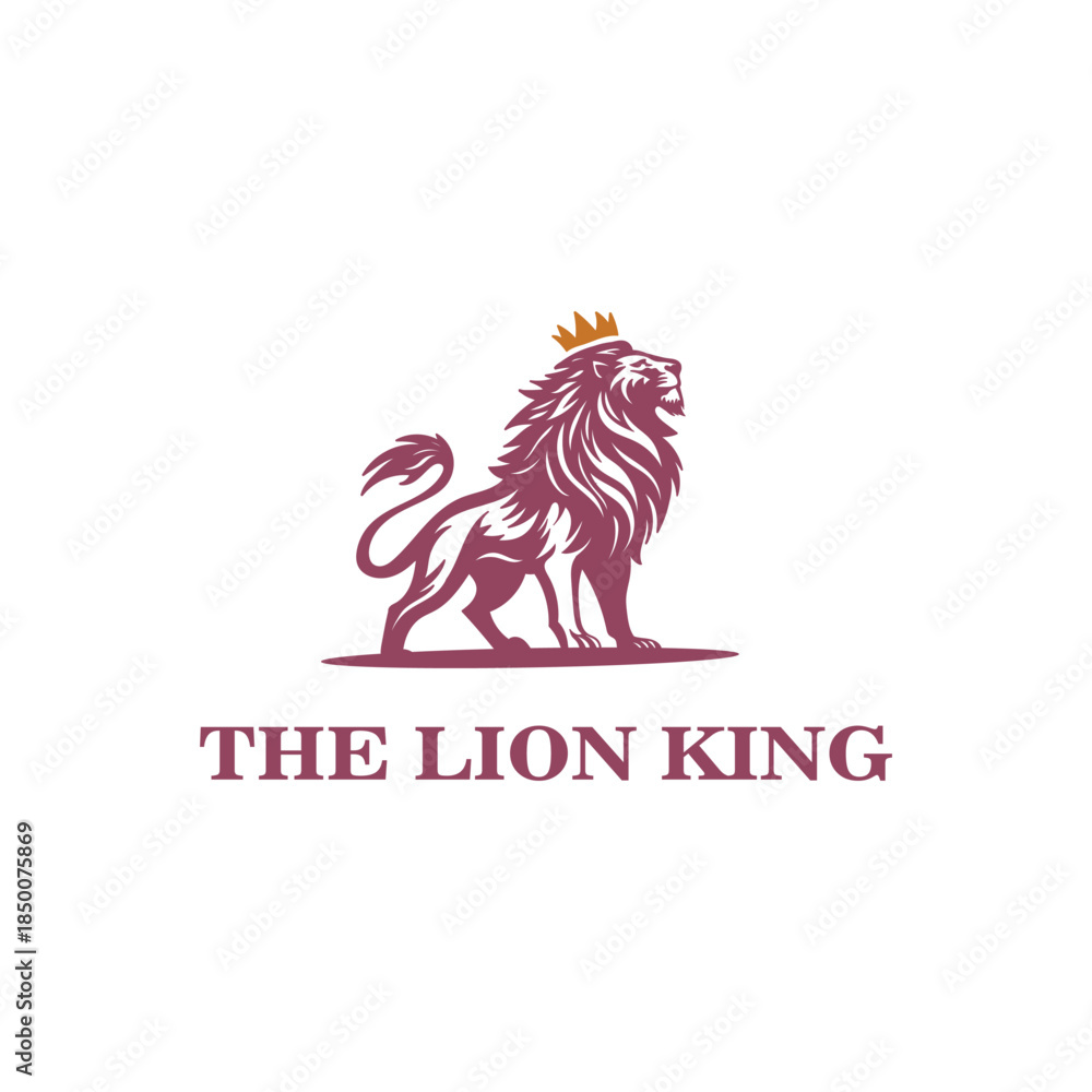 Fototapeta premium Lion King Crown Logo Vector Illustration