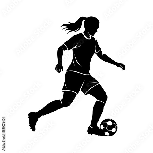 Soccer Player Dribbling Silhouette – Football Action Sports Vector Icon