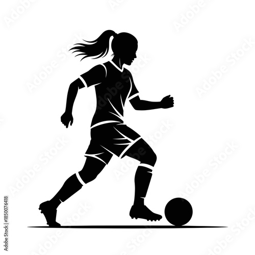Soccer Player Dribbling Silhouette – Football Action Sports Vector Icon