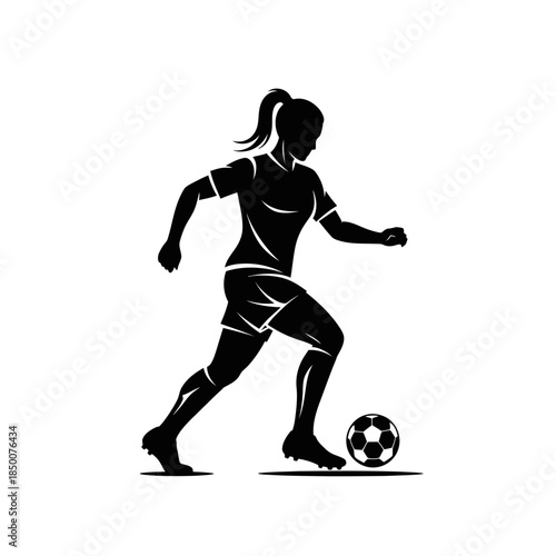 Soccer Player Dribbling Silhouette – Football Action Sports Vector Icon