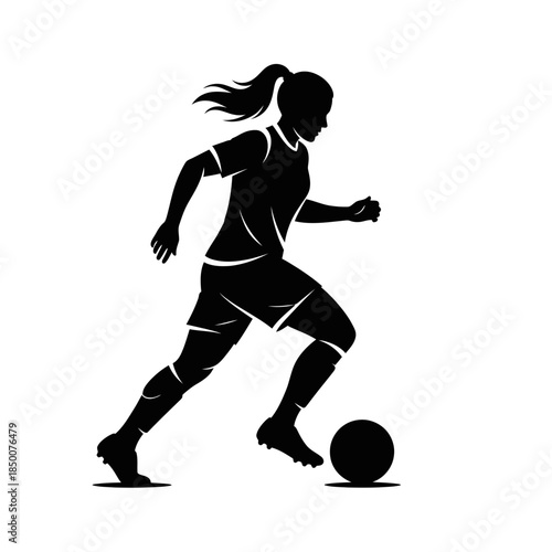 Soccer Player Dribbling Silhouette – Football Action Sports Vector Icon